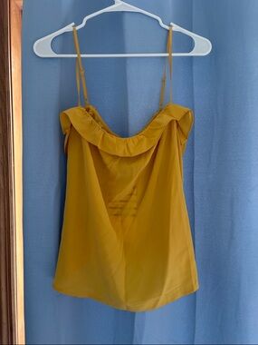 Sezane 44 Sunset yellow Ruffle-Neck Spaghetti Strap Camisole